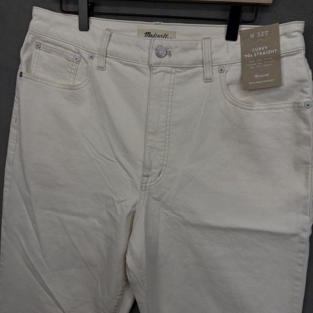 Madewell Curvy 90s Straight Jeans 32T Tall Tile White Cream Straight High Rise
